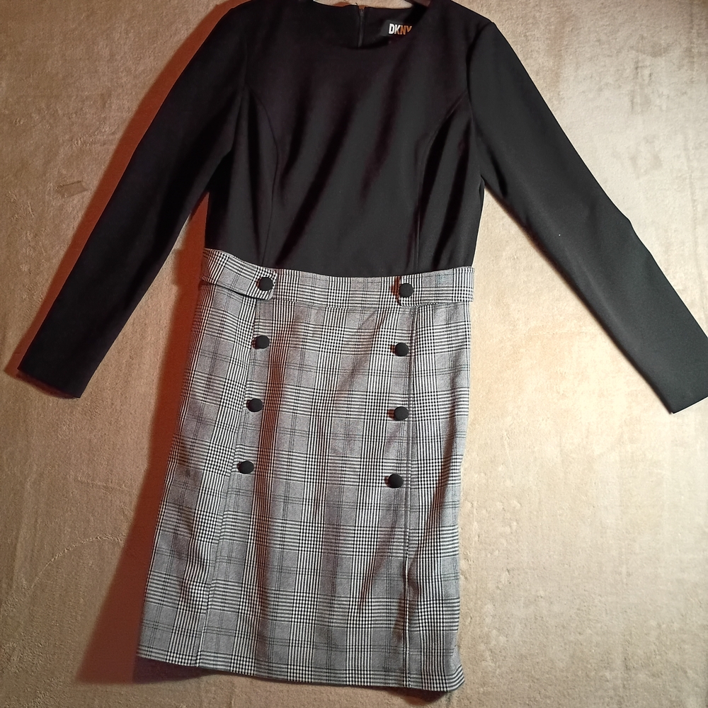 DKNY Workwear Plaid Button Sheath Dress Size 6